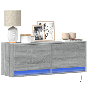 TV-Wandschrank mit LED Grau Sonoma 100 cm