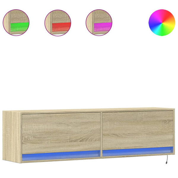 TV-Wandschrank mit LED Sonoma-Eiche 140 cm