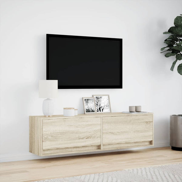 TV-Wandschrank mit LED Sonoma-Eiche 140 cm