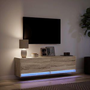TV-Wandschrank mit LED Sonoma-Eiche 140 cm