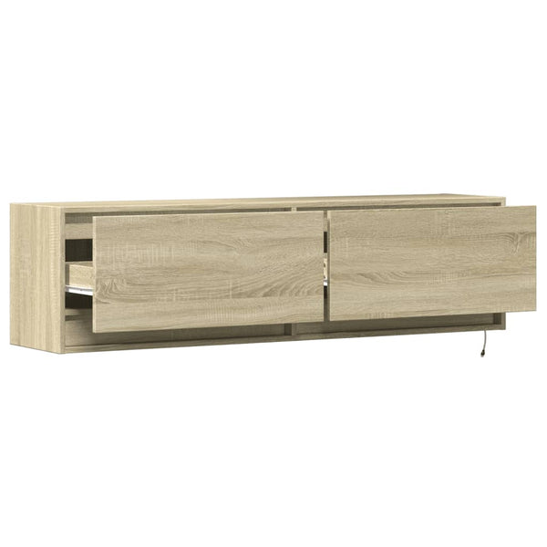 TV-Wandschrank mit LED Sonoma-Eiche 140 cm
