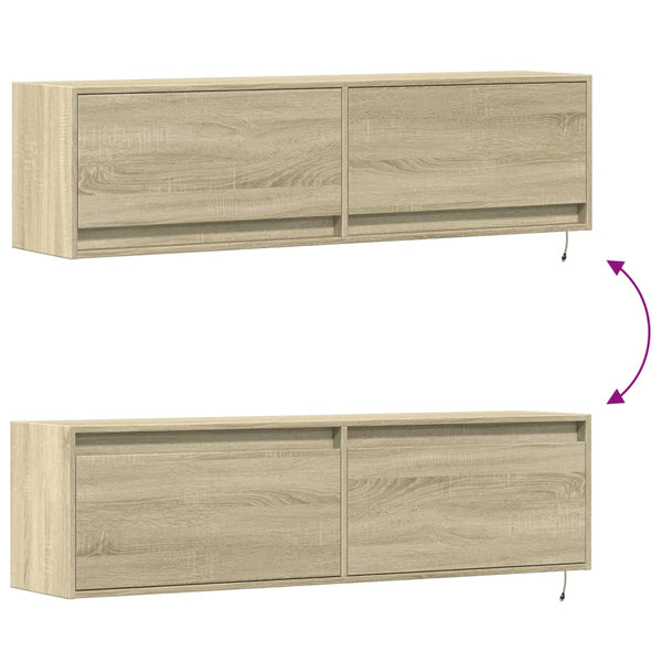 TV-Wandschrank mit LED Sonoma-Eiche 140 cm