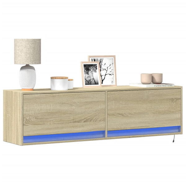 TV-Wandschrank mit LED Sonoma-Eiche 140 cm