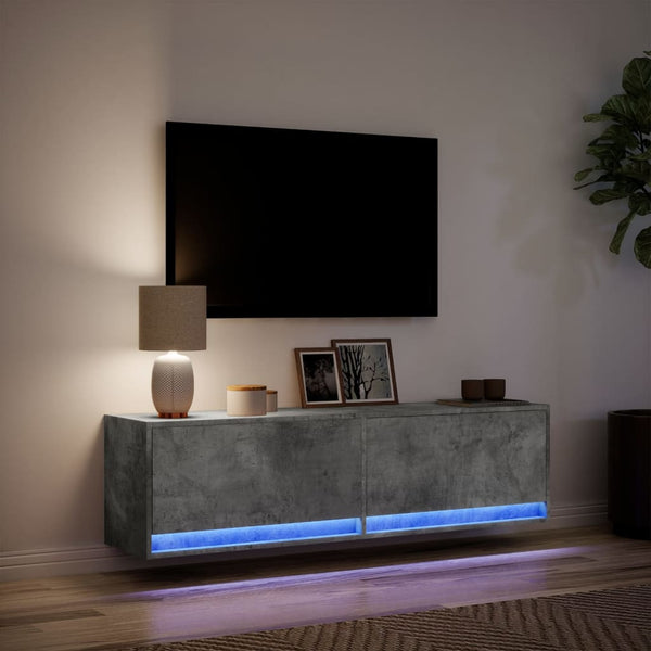 TV-Wandschrank mit LED Betongrau 140 cm