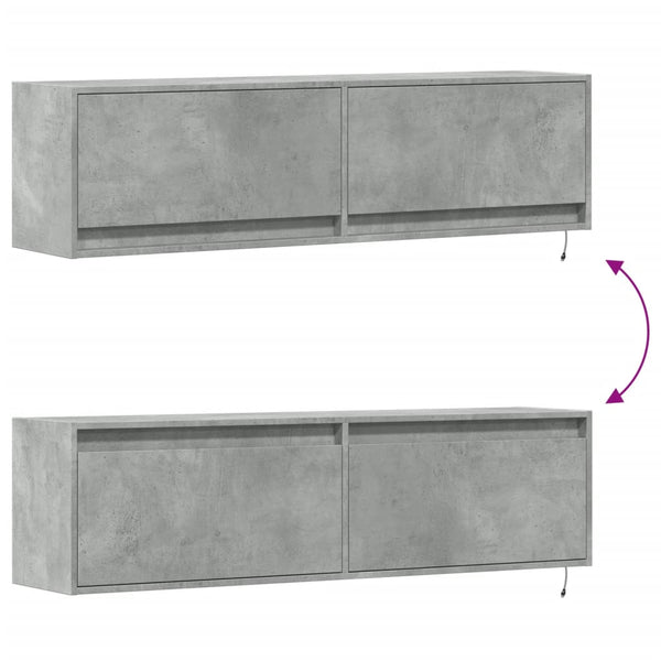 TV-Wandschrank mit LED Betongrau 140 cm