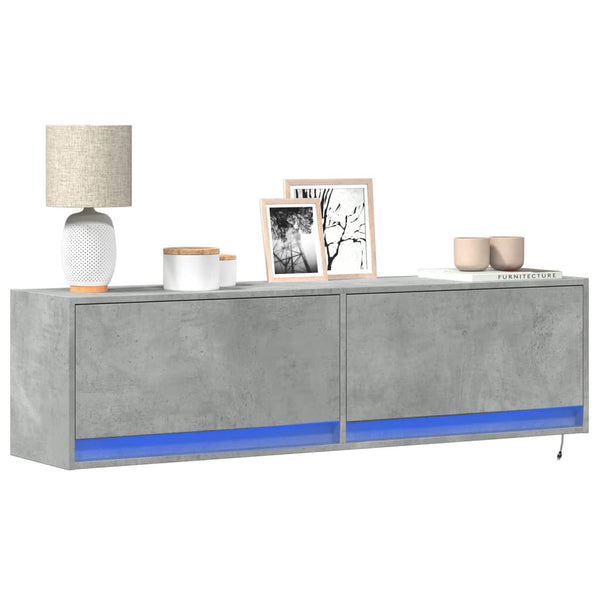TV-Wandschrank mit LED Betongrau 140 cm