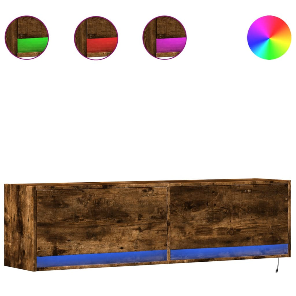 TV-Wandschrank Räuchereiche mit LED 140cm