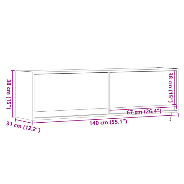 TV-Wandschrank Räuchereiche mit LED 140cm