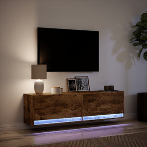 TV-Wandschrank Räuchereiche mit LED 140cm