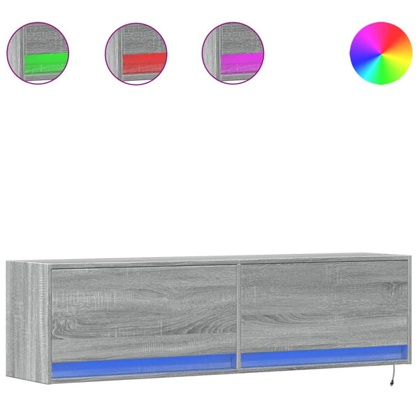 TV-Wandschrank mit LED Grau Sonoma