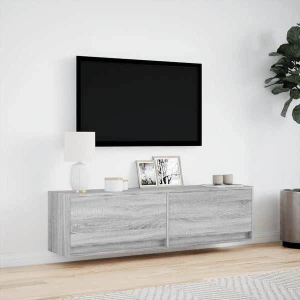 TV-Wandschrank mit LED Grau Sonoma