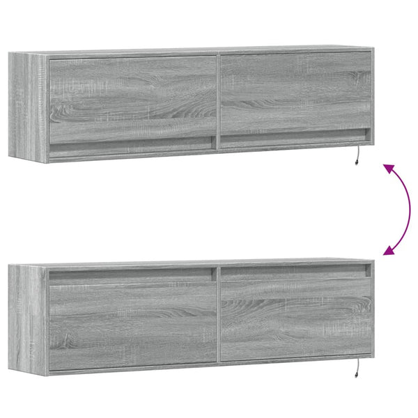 TV-Wandschrank mit LED Grau Sonoma