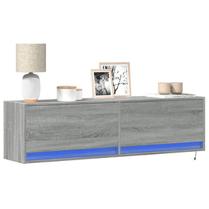 TV-Wandschrank mit LED Grau Sonoma