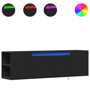 TV-Wandschrank mit LED Schwarz 135cm