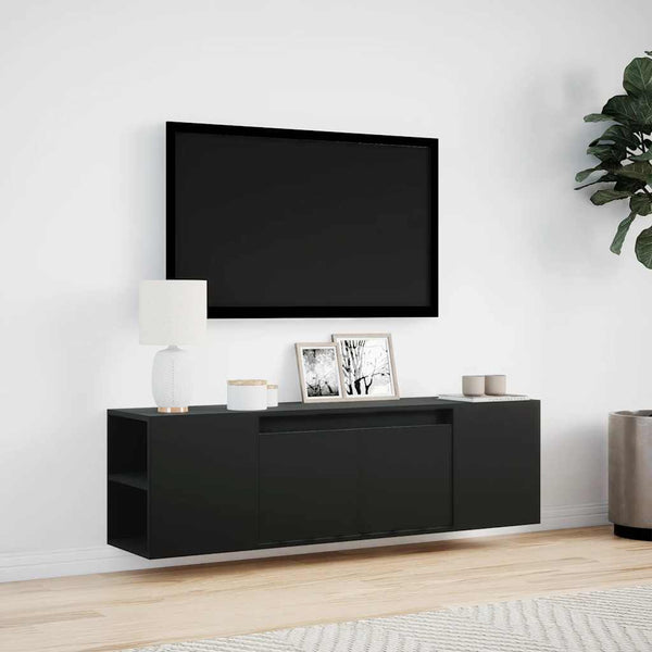 TV-Wandschrank mit LED Schwarz 135cm