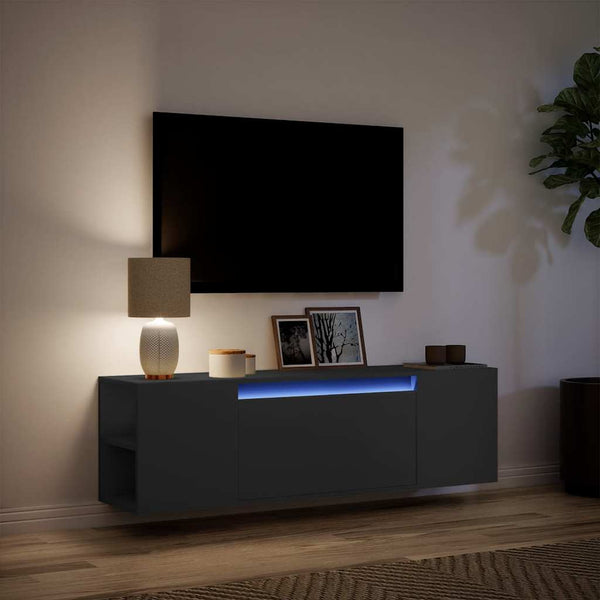 TV-Wandschrank mit LED Schwarz 135cm