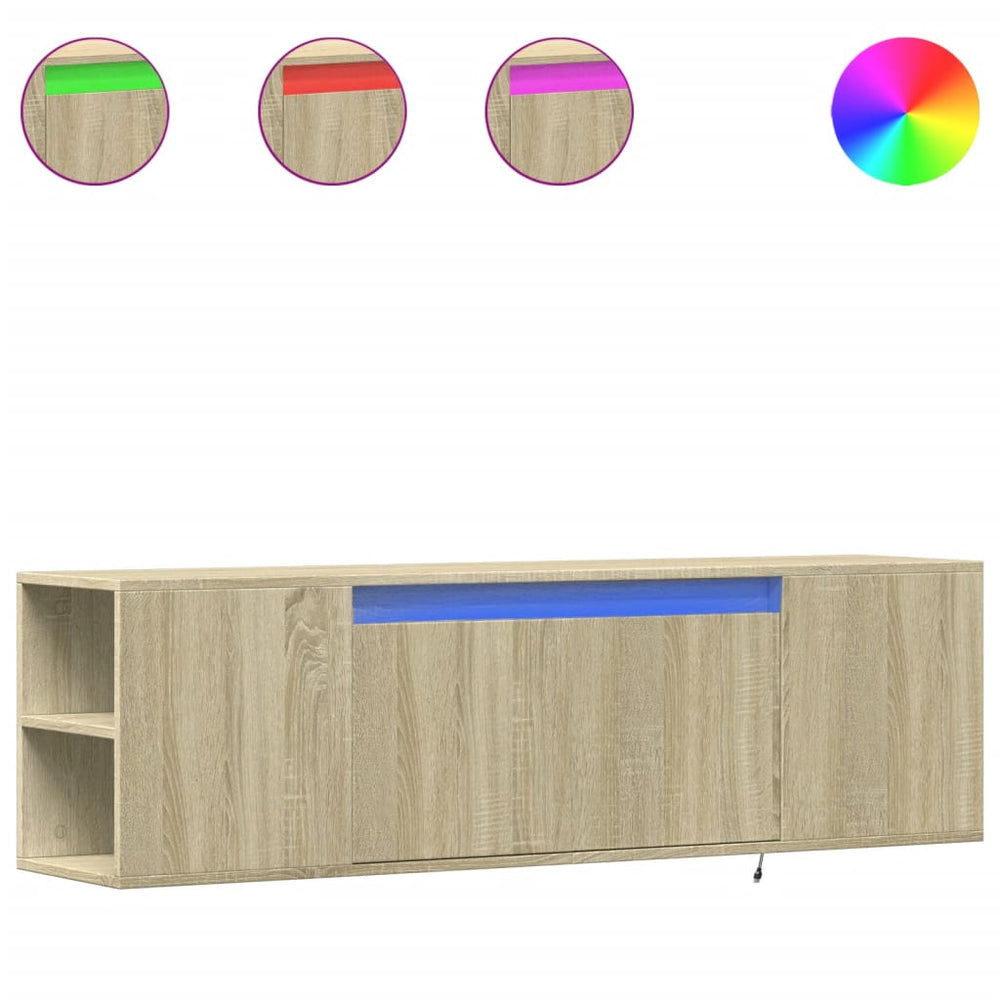 TV-Wandschrank mit LED Sonoma-Eiche 135 cm