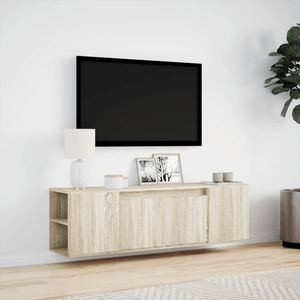 TV-Wandschrank mit LED Sonoma-Eiche 135 cm