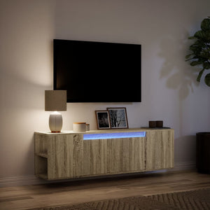 TV-Wandschrank mit LED Sonoma-Eiche 135 cm