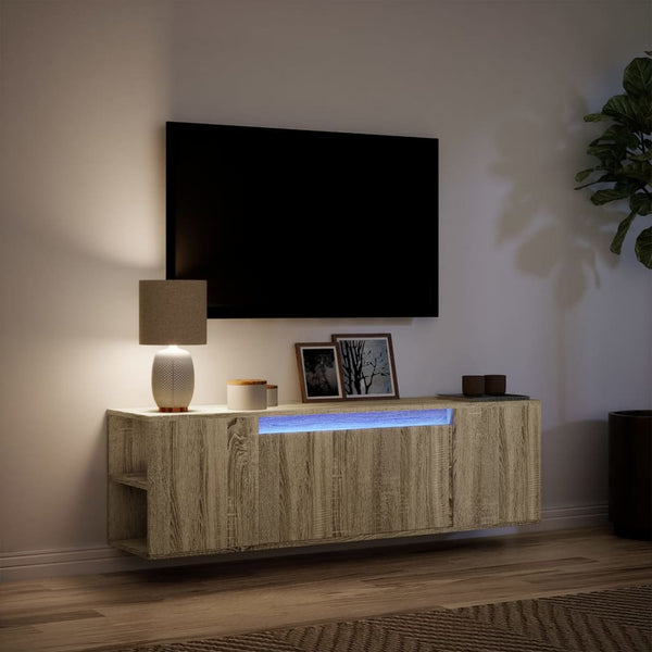 TV-Wandschrank mit LED Sonoma-Eiche 135 cm