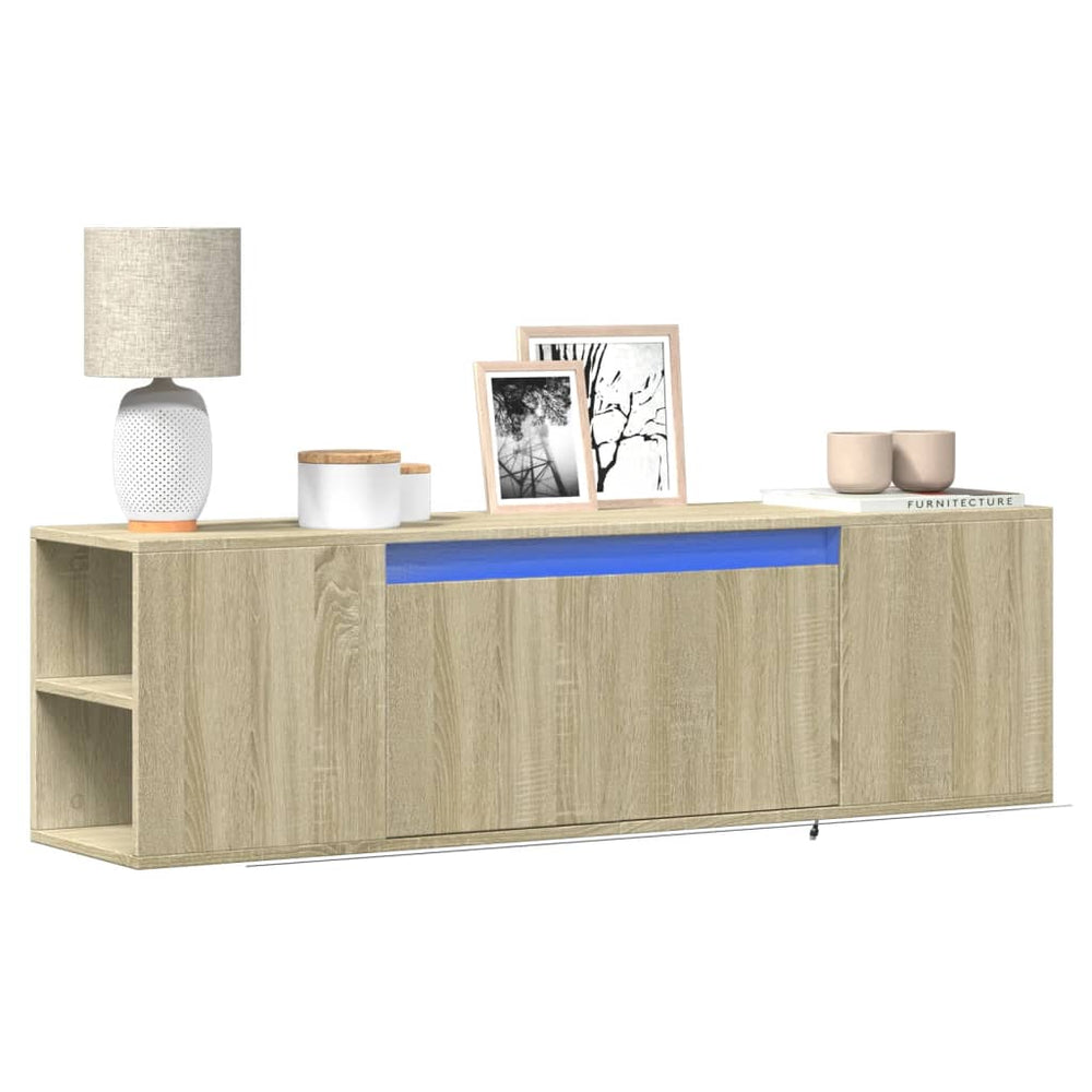 TV-Wandschrank mit LED Sonoma-Eiche 135 cm