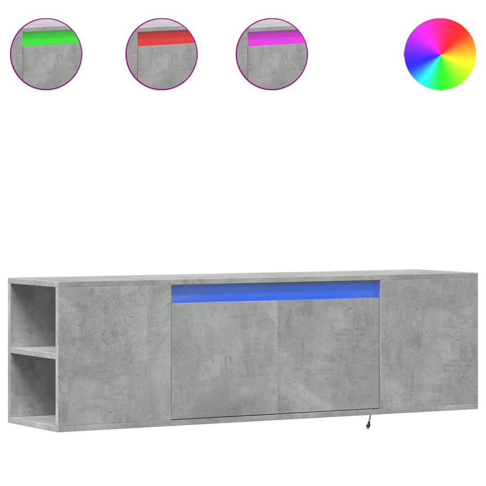 TV-Wandschrank mit LED Betongrau 135cm
