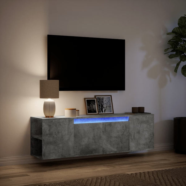 TV-Wandschrank mit LED Betongrau 135cm