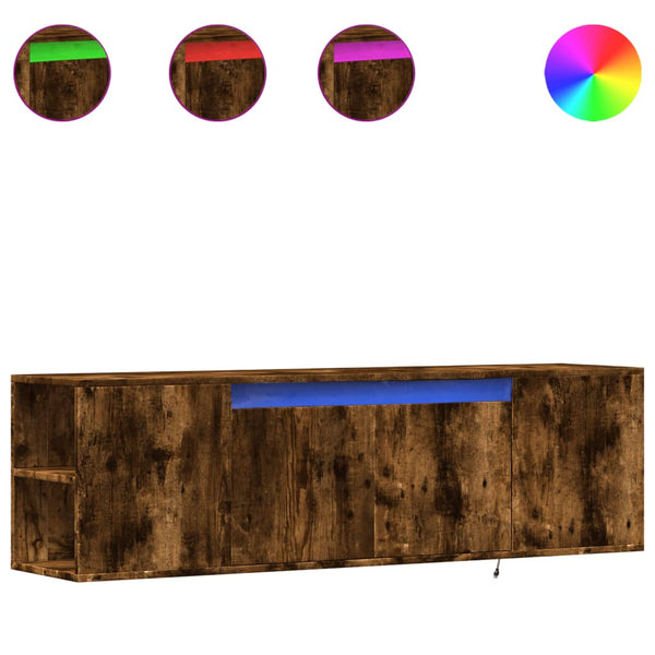 TV-Wandschrank mit LED Räuchereiche 135 cm