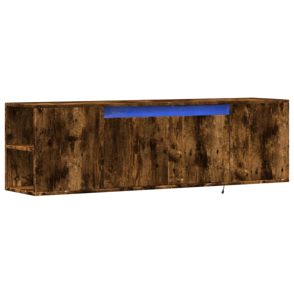 TV-Wandschrank mit LED Räuchereiche 135 cm