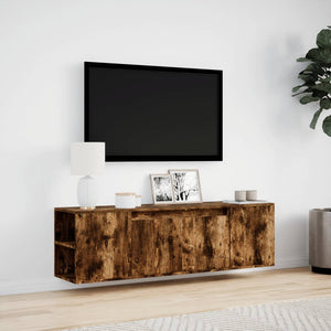 TV-Wandschrank mit LED Räuchereiche 135 cm