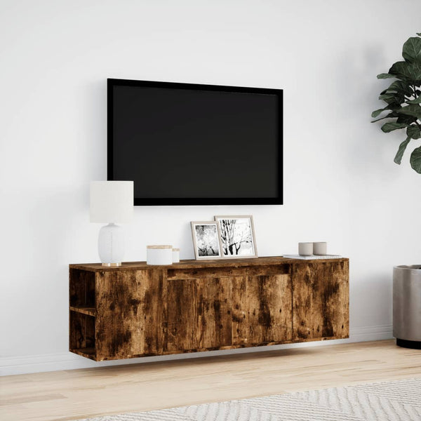 TV-Wandschrank mit LED Räuchereiche 135 cm