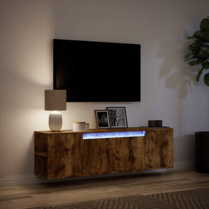TV-Wandschrank mit LED Räuchereiche 135 cm
