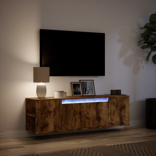 TV-Wandschrank mit LED Räuchereiche 135 cm