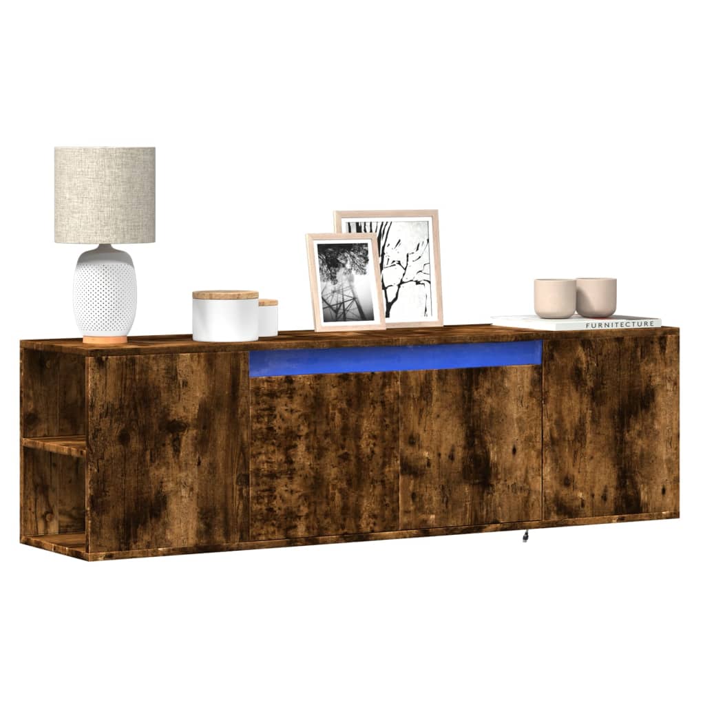 TV-Wandschrank mit LED Räuchereiche 135 cm