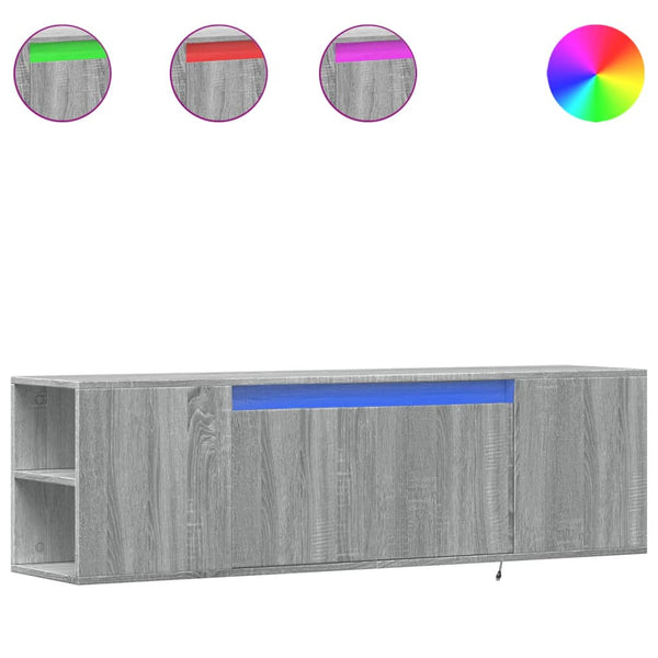 Meuble TV mural vidaXL avec éclairage LED Gris Sonoma 135x31x39,5 cm