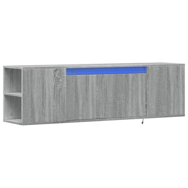 Meuble TV mural vidaXL avec éclairage LED Gris Sonoma 135x31x39,5 cm