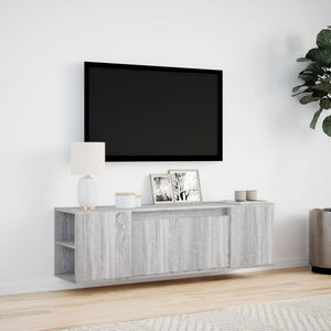 Meuble TV mural vidaXL avec éclairage LED Gris Sonoma 135x31x39,5 cm