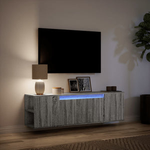 Meuble TV mural vidaXL avec éclairage LED Gris Sonoma 135x31x39,5 cm