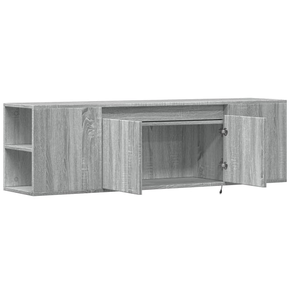 Meuble TV mural vidaXL avec éclairage LED Gris Sonoma 135x31x39,5 cm