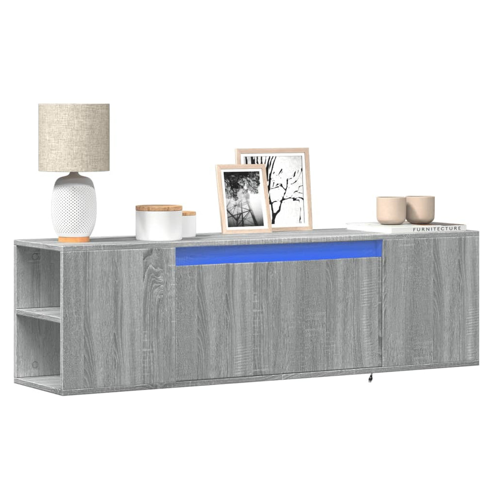 Meuble TV mural vidaXL avec éclairage LED Gris Sonoma 135x31x39,5 cm