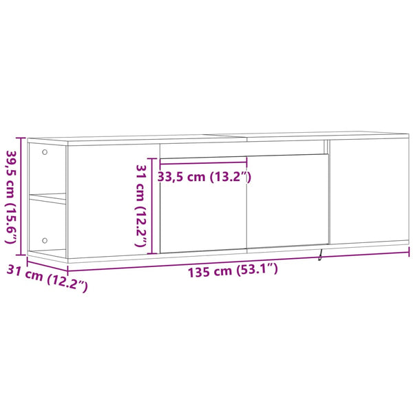 TV-Wandschrank Eiche Optik mit LED