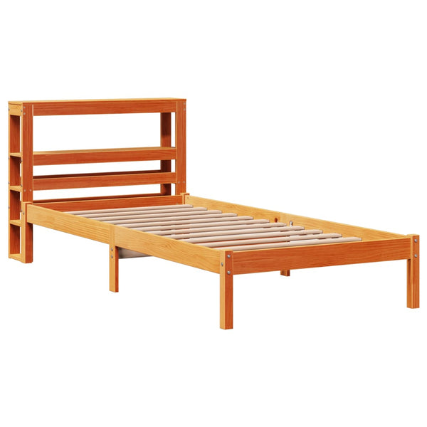 Bettgestell 75x190 cm mit Kopfteil Wachsbraun