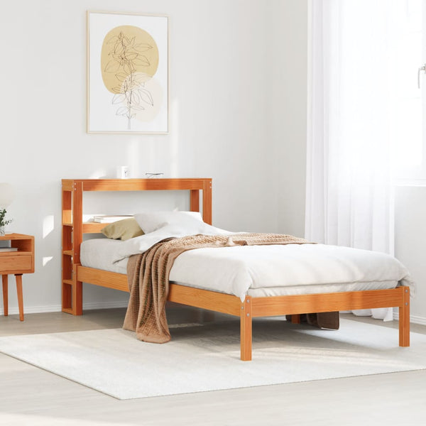 Bettgestell 75x190 cm mit Kopfteil Wachsbraun