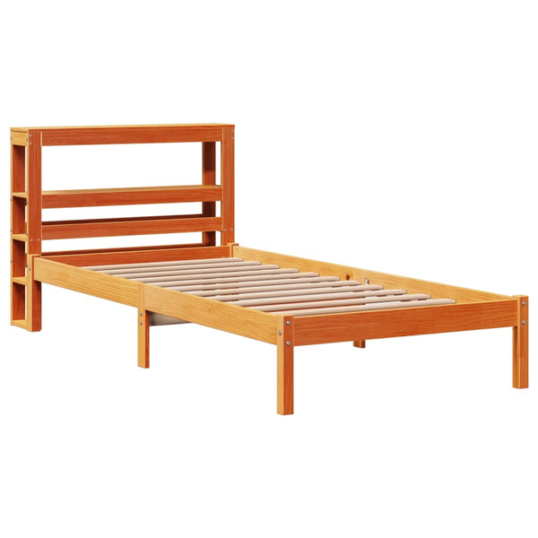 Bettgestell mit Kopfteil 90x190 cm Wachsbraun