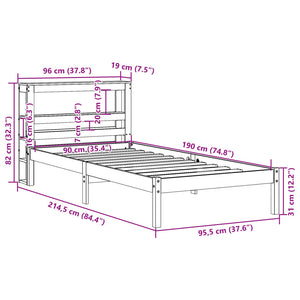 Bettgestell mit Kopfteil 90x190 cm Wachsbraun