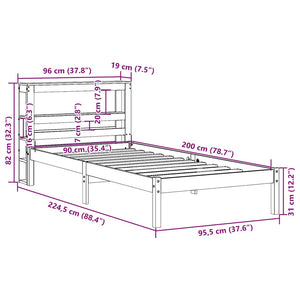 Bettgestell 90x200 cm Wachsbraun Kiefernholz