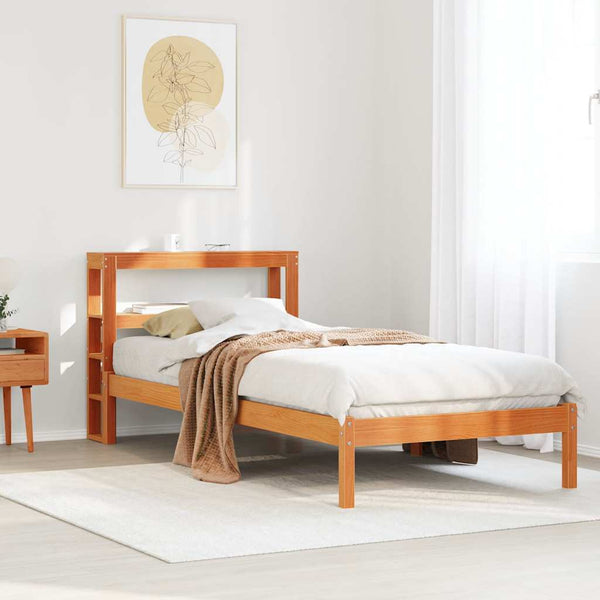 Bettgestell 90x200 cm Wachsbraun Kiefernholz
