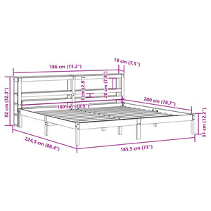 Bettgestell 180x200 cm mit Kopfteil Wachsbraun