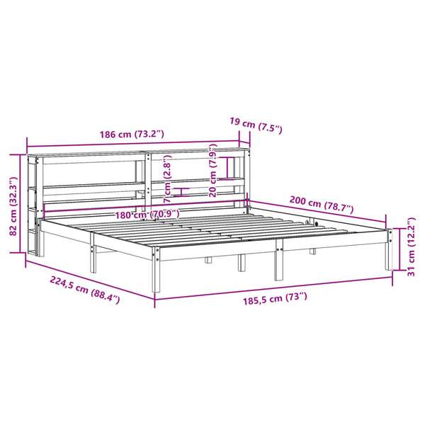 Bettgestell 180x200 cm mit Kopfteil Wachsbraun