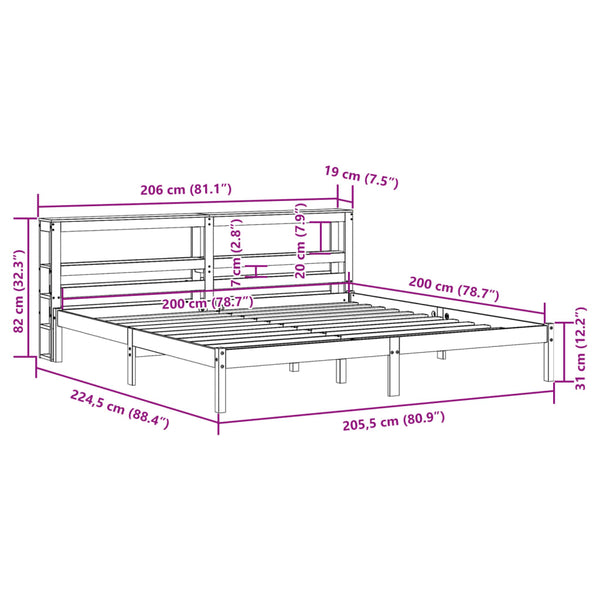 Bettgestell 200x200 cm Braun mit Kopfteil